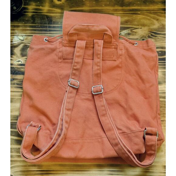 Baggu 100% Recycled Cotton Canvas Drawstring Backpack Orange Bag Casual Travel main image 5